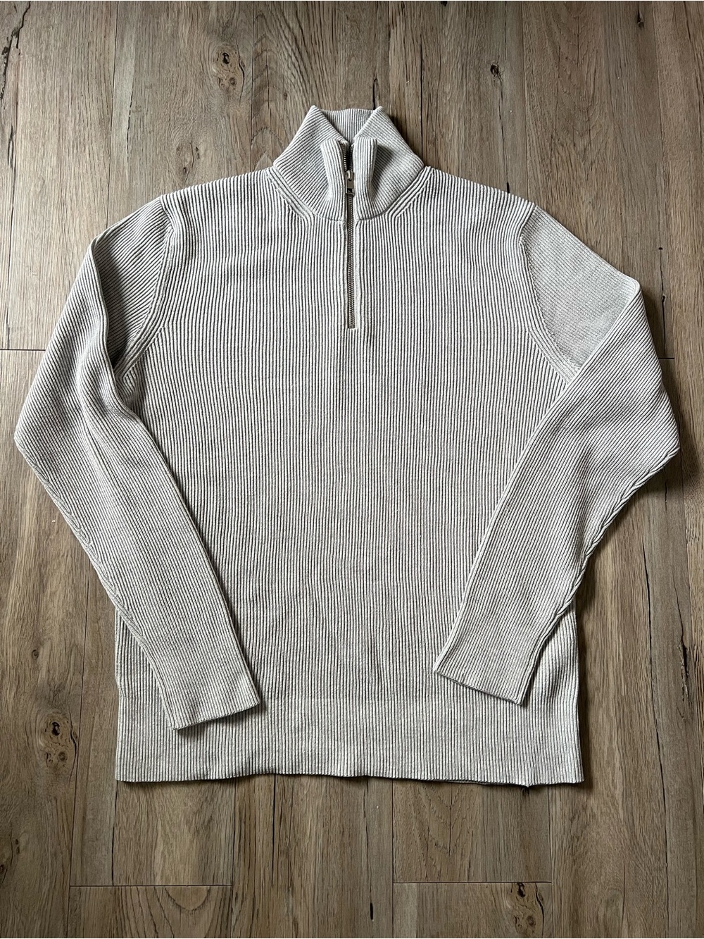 Jack & Jones Men's Light Grey Ribbed Half-Zip Sweater
